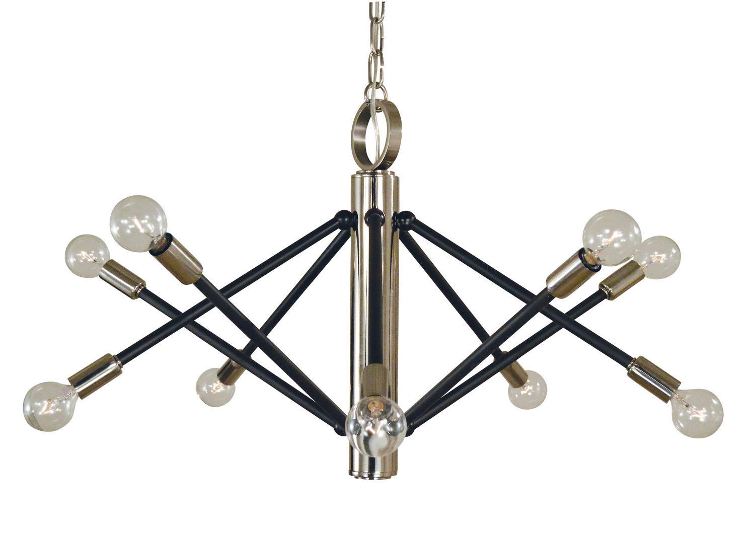 Framburg Felix Ten Light Chandelier in Polished Nickel with Matte Black Accents - 4687 PN/MBLACK