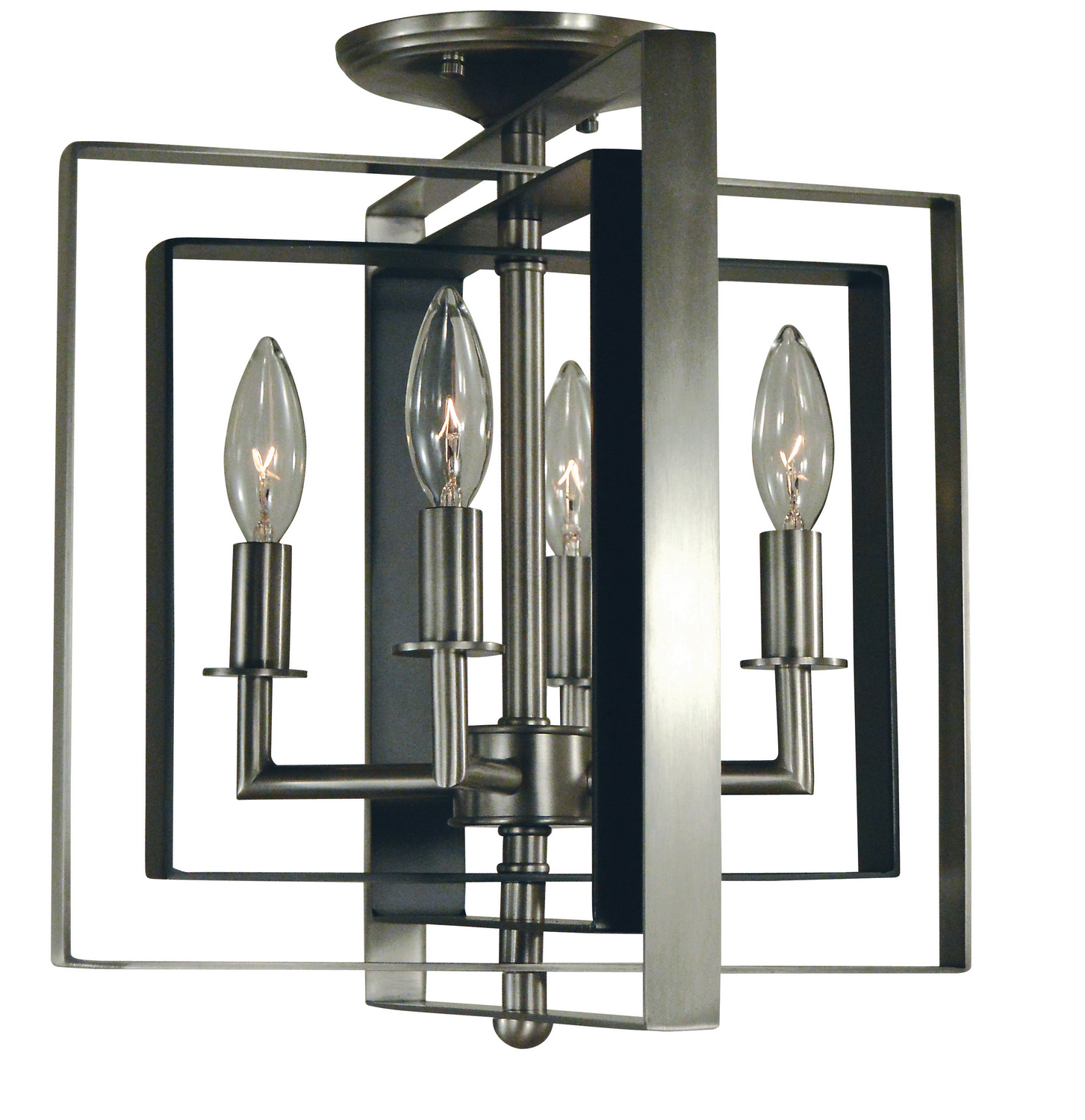 Framburg Symmetry Four Light Flush / Semi-Flush Mount in Brushed Nickel with Matte Black Accents - 4861 BN/MBLACK