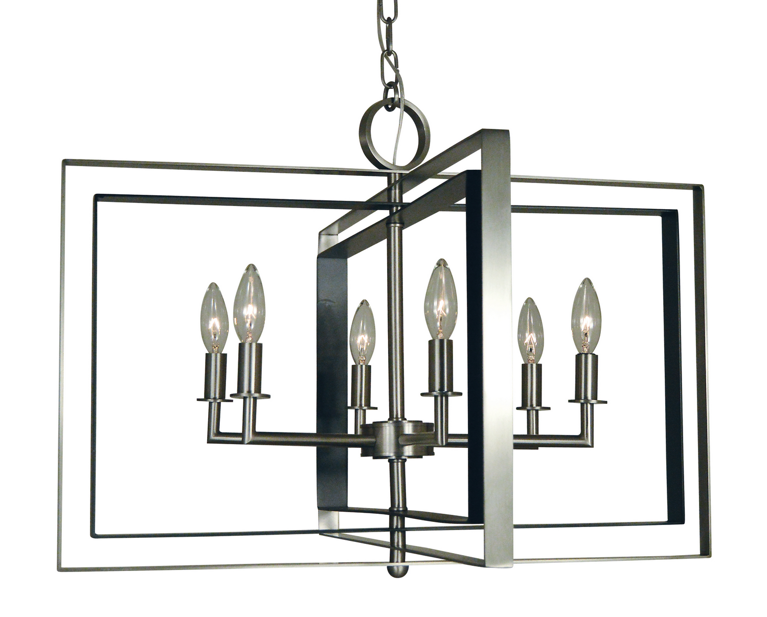 Framburg Symmetry Six Light Chandelier in Brushed Nickel with Matte Black Accents - 4866 BN/MBLACK