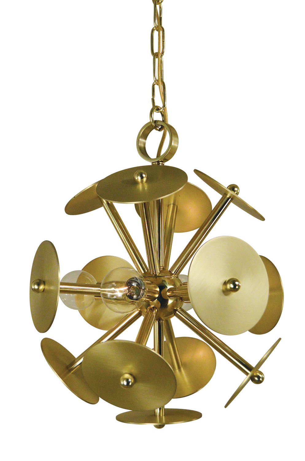 Framburg Apogee Four Light Chandelier in Polished Brass with Satin Brass Accents - 4974 PB/SB