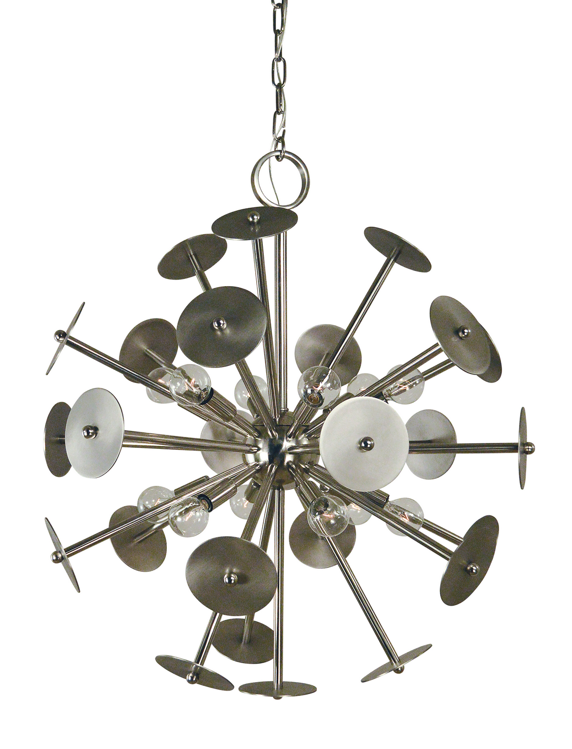 Framburg Apogee 12 Light Chandelier in Polished Nickel with Satin Pewter Accents - 4976 PN/SP