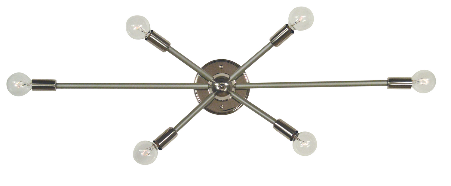 Framburg Simone Six Light Wall Sconce in Polished Nickel with Satin Pewter Accents - 5016 PN/SP