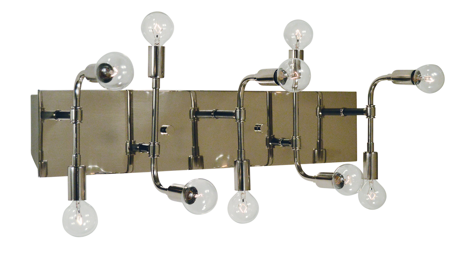 Framburg Fusion Ten Light Wall Sconce in Polished Nickel with Matte Black Accents - 5019 PN/MBLACK