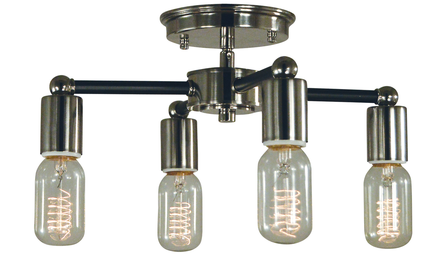 Framburg Nebula Four Light Flush / Semi-Flush Mount in Polished Nickel with Matte Black Accents - 5080 PN/MBLACK