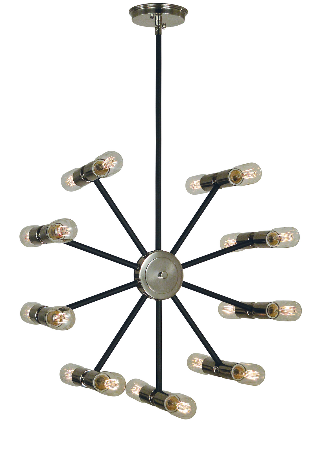 Framburg Nebula 18 Light Chandelier in Polished Nickel with Matte Black Accents - 5086 PN/MBLACK