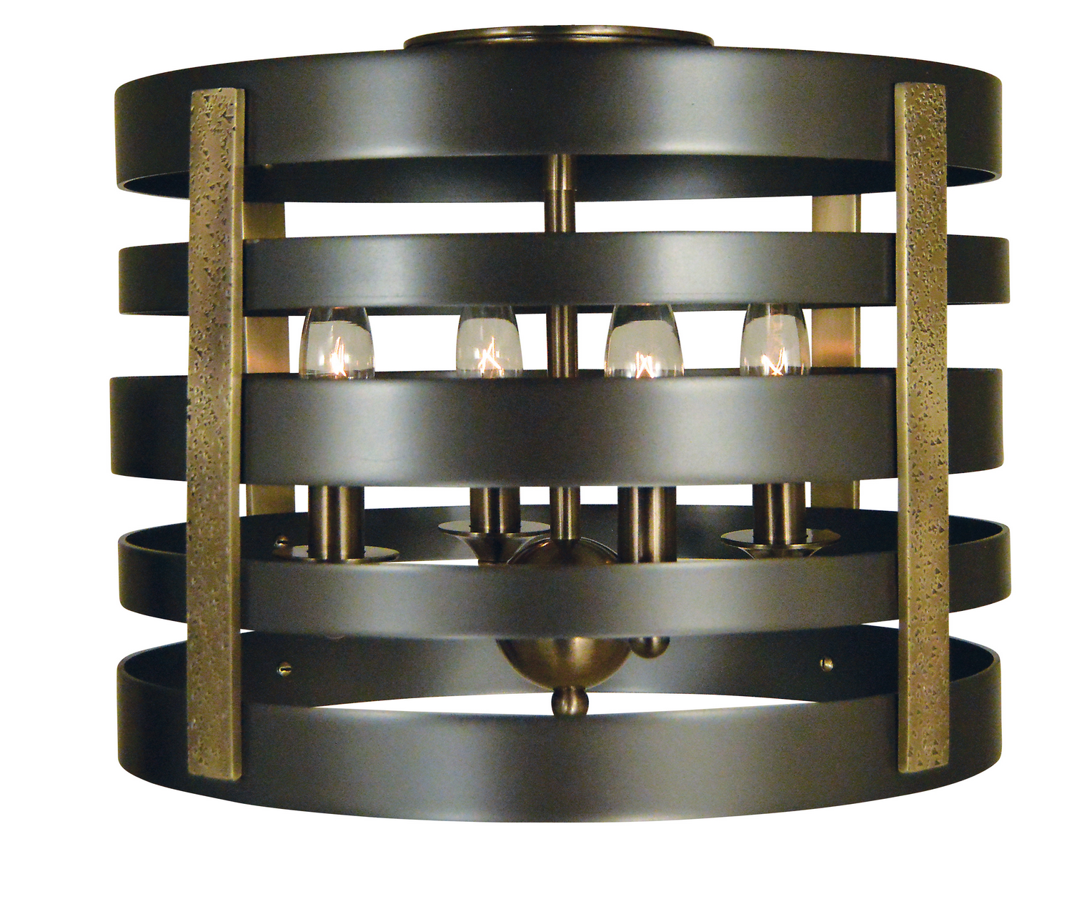 Framburg Pastoral Four Light Flush / Semi-Flush Mount in Mahogany Bronze with Antique Brass Accents - 5090 MB/AB