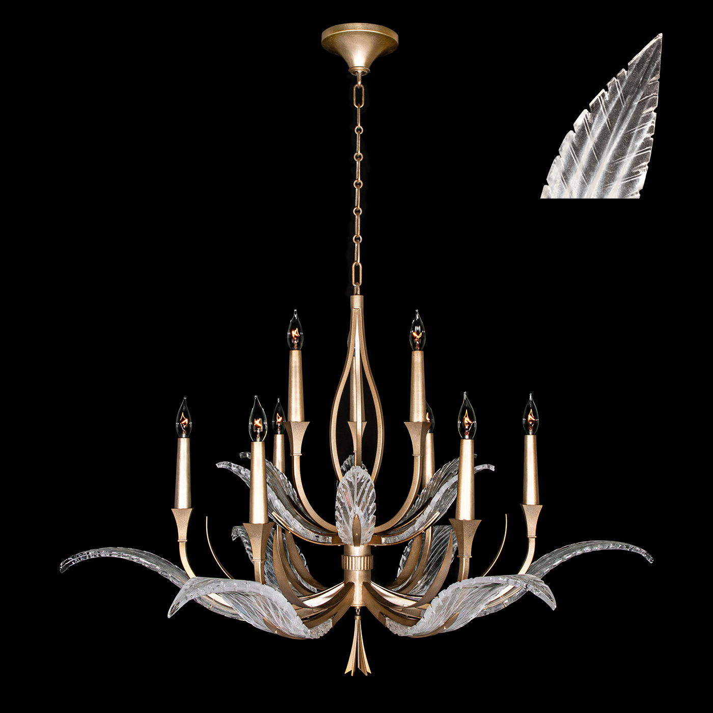 Fine Art Plume Nine Light Chandelier in Gold - 893640-21ST