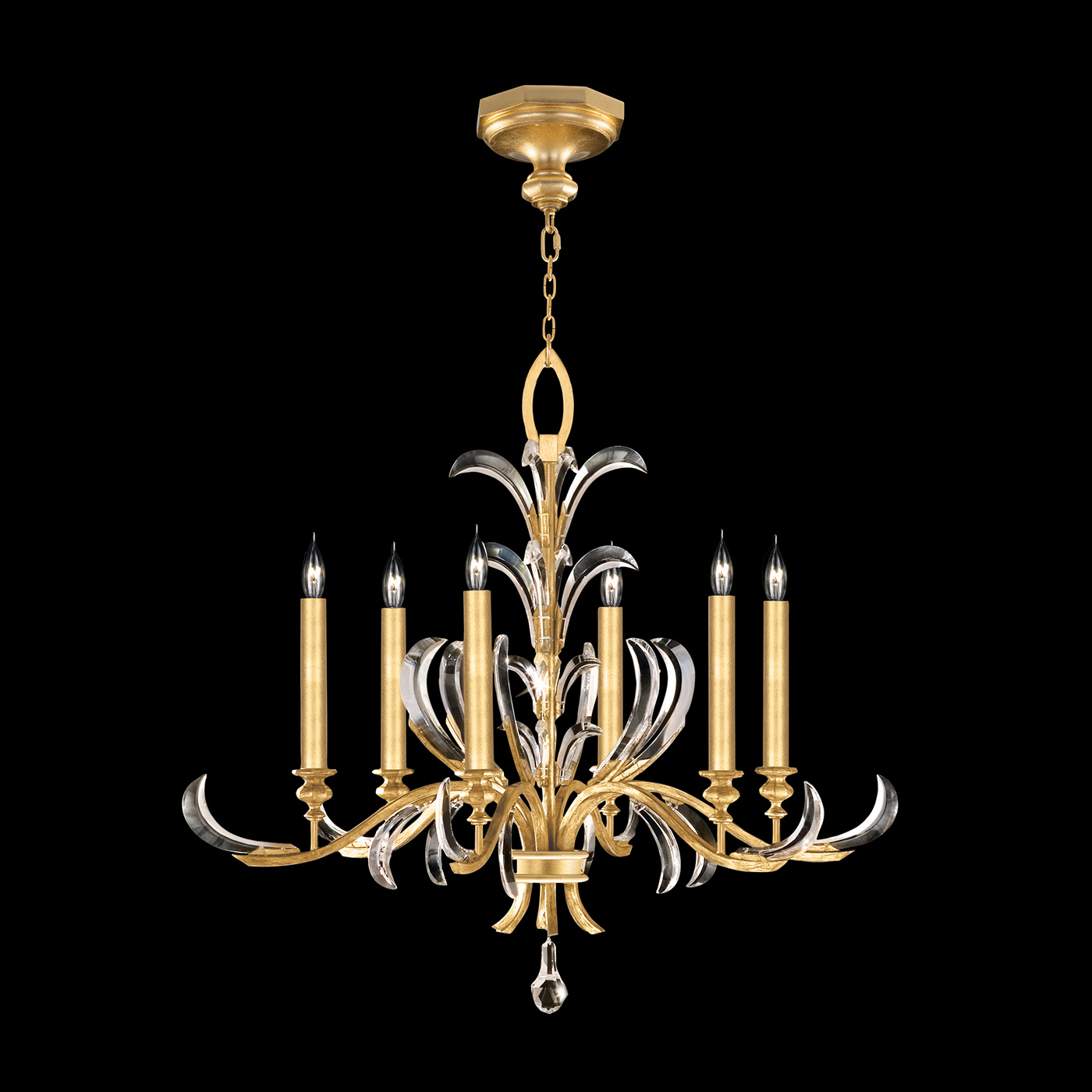 Fine Art Beveled Arcs Six Light Chandelier in Gold Leaf - 739140-SF3