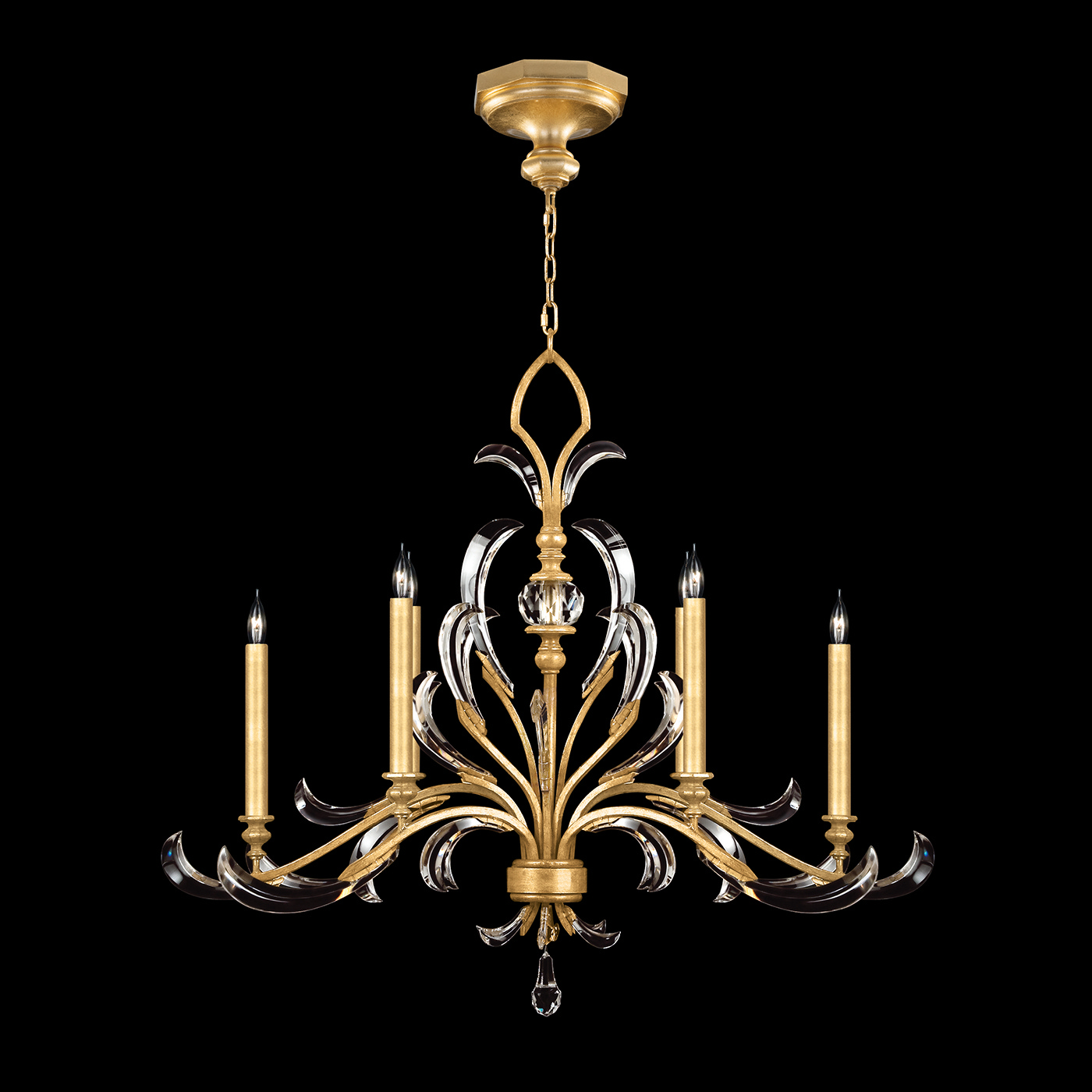 Fine Art Beveled Arcs Six Light Chandelier in Gold Leaf - 739240-SF3