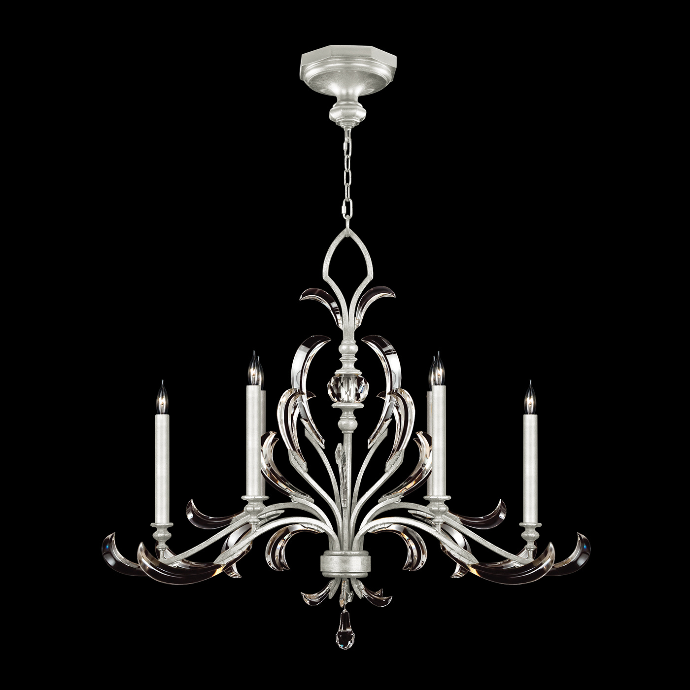 Fine Art Beveled Arcs Six Light Chandelier in Silver Leaf - 739240-SF4