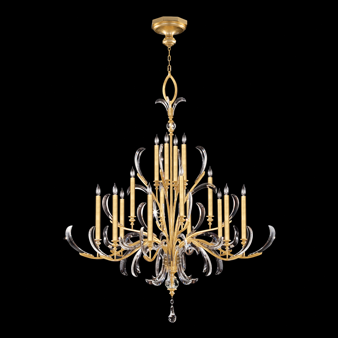 Fine Art Beveled Arcs 16 Light Chandelier in Gold Leaf - 739640-SF3