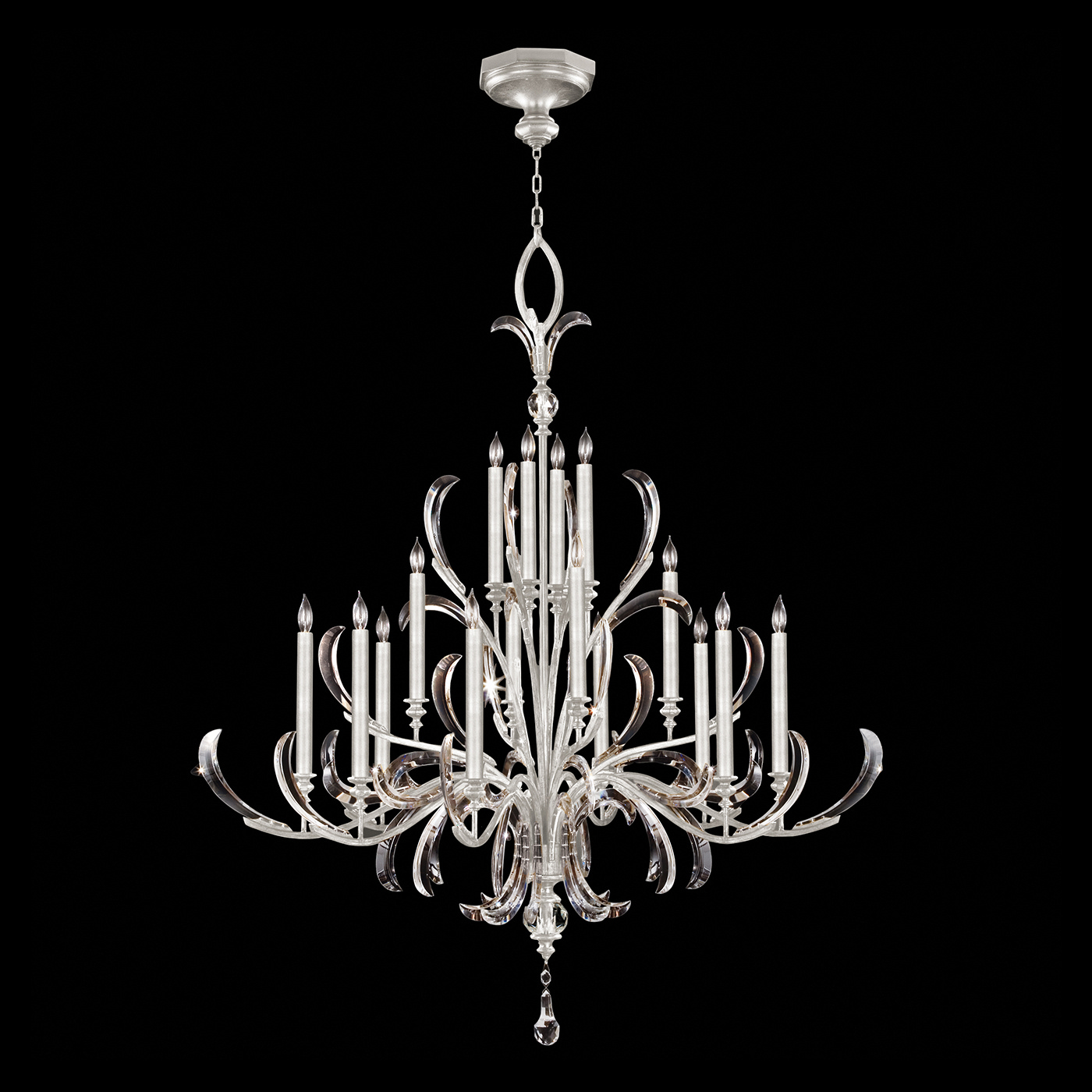 Fine Art Beveled Arcs 16 Light Chandelier in Silver Leaf - 739640-SF4