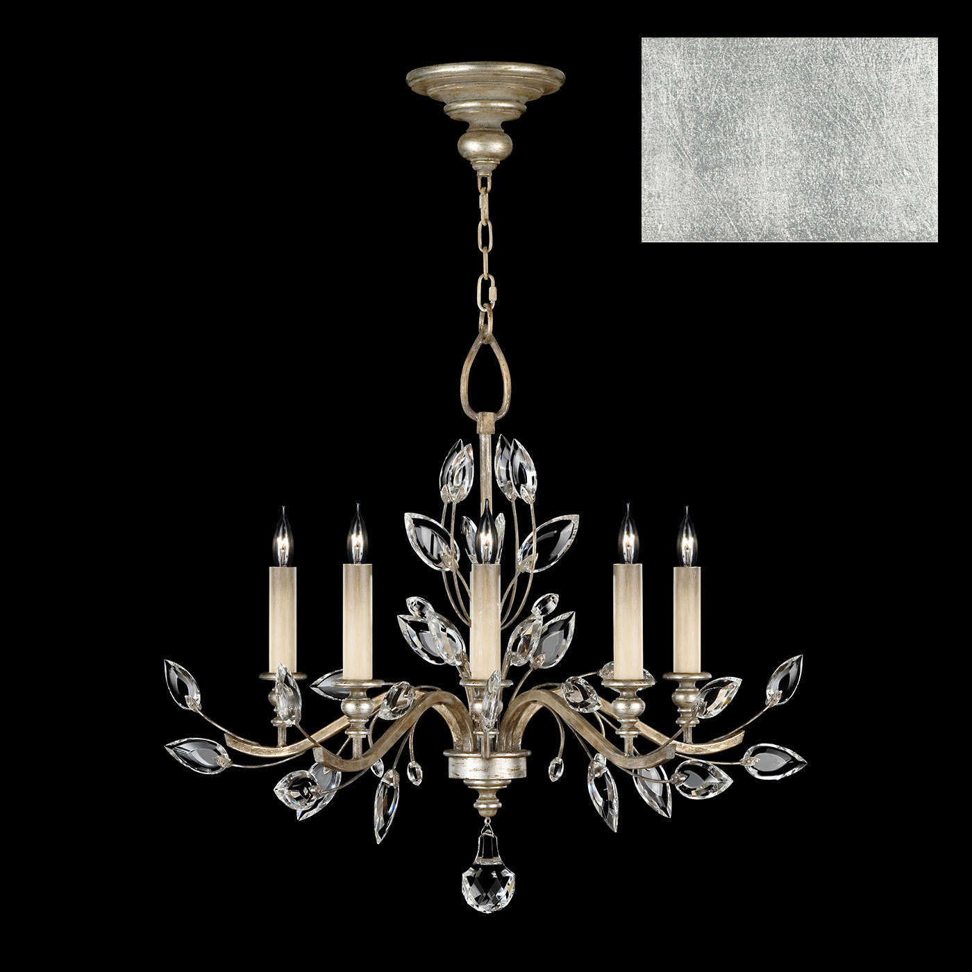 Fine Art Crystal Laurel Five Light Chandelier in Silver Leaf - 753040-SF4