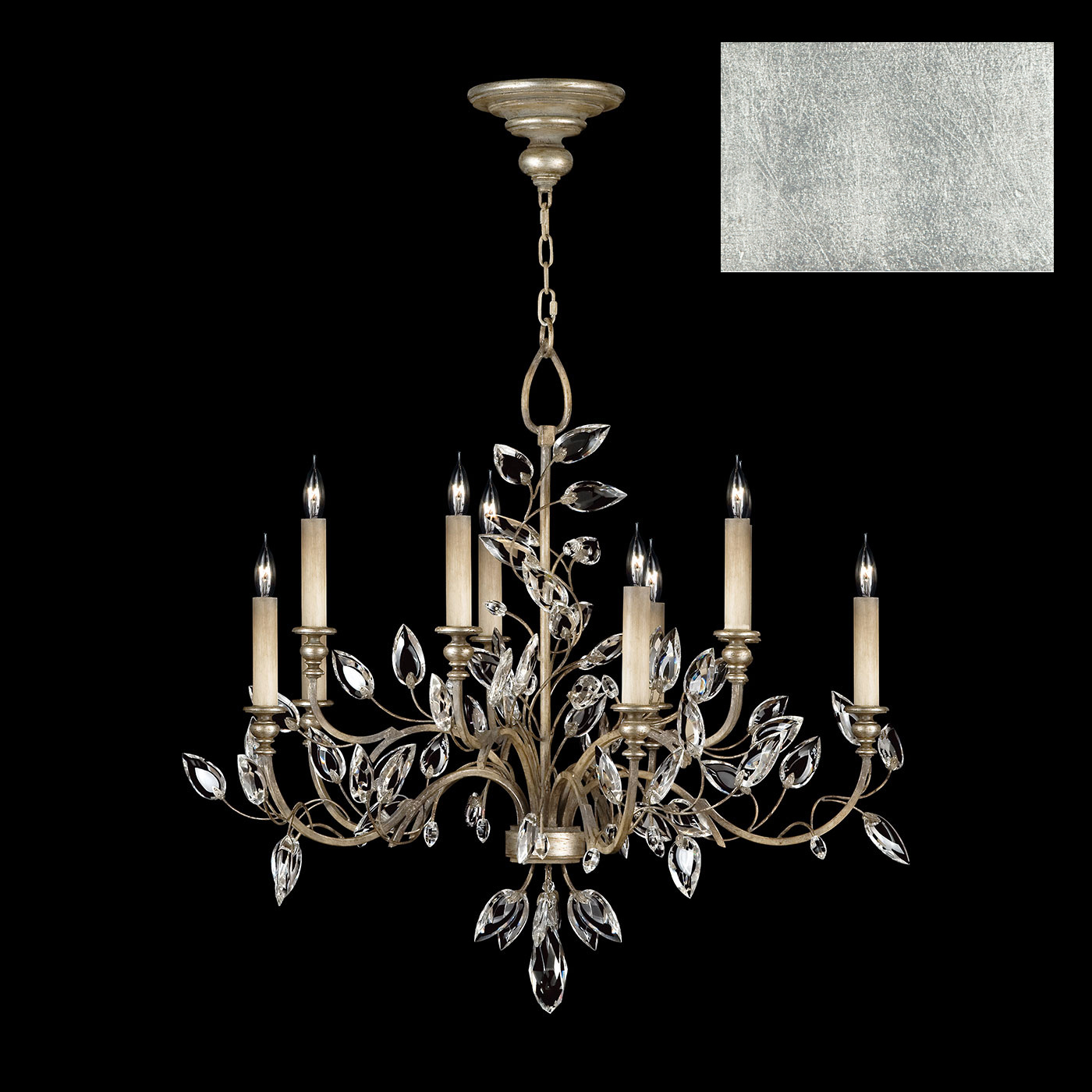Fine Art Crystal Laurel Ten Light Chandelier in Silver Leaf - 753140-SF4