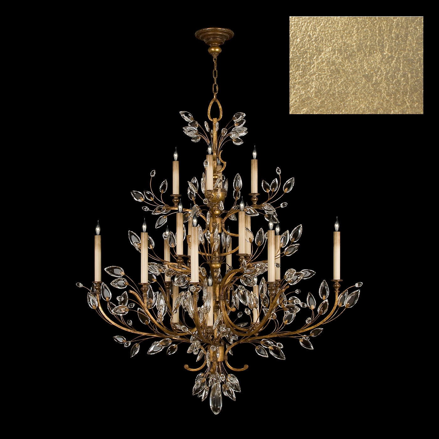 Fine Art Crystal Laurel 16 Light Chandelier in Gold Leaf - 759440-SF3