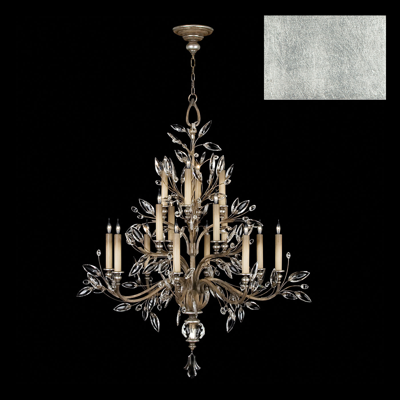 Fine Art Crystal Laurel 16 Light Chandelier in Silver Leaf - 759440-SF4