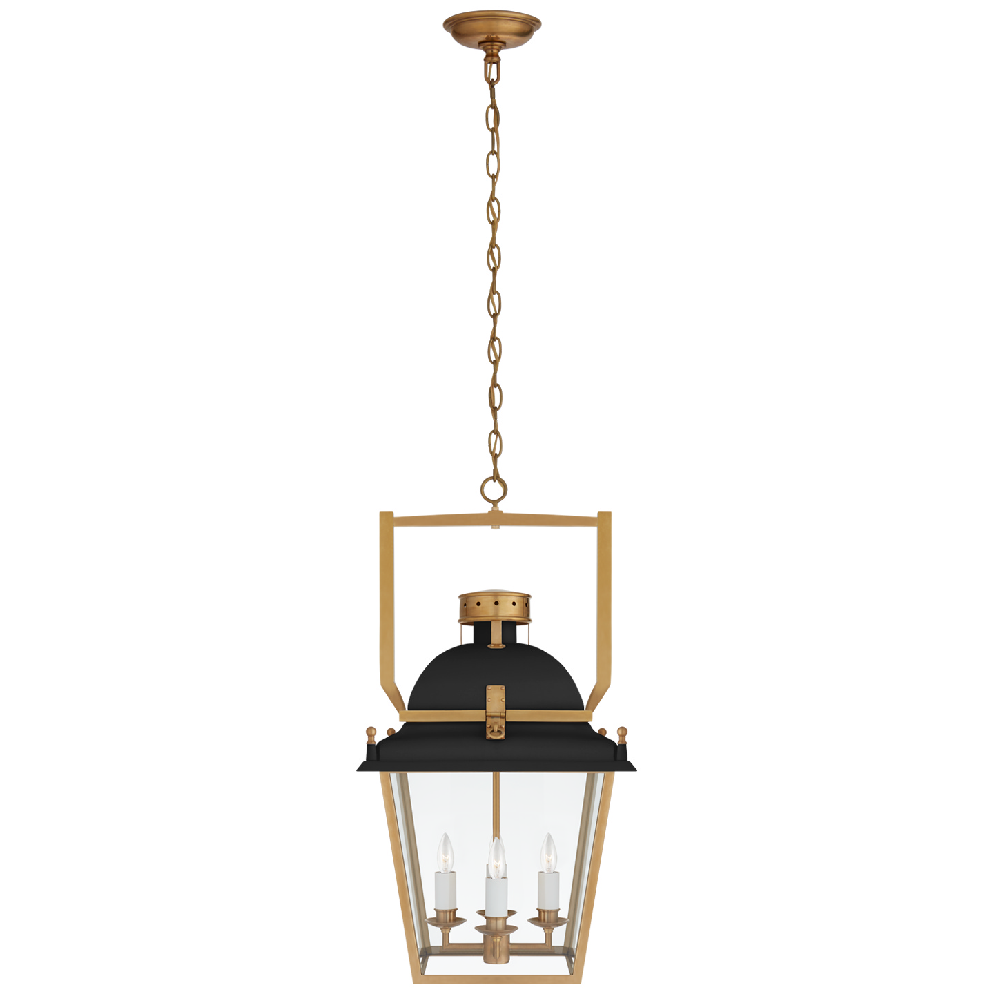 Visual Comfort Signature Coventry Four Light Lantern in Matte Black and Antique-Burnished Brass - CHC 5108BLK/AB-CG