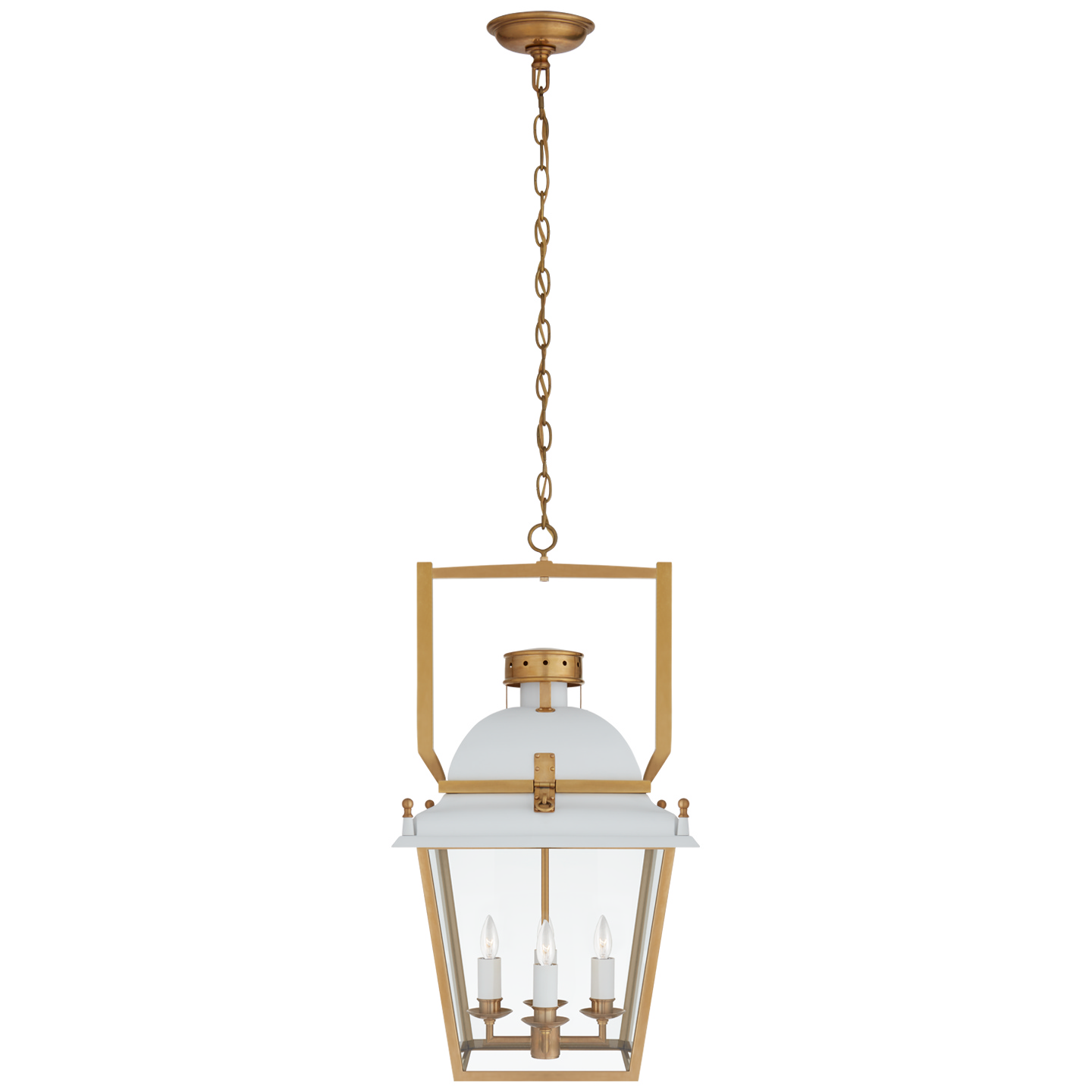 Visual Comfort Signature Coventry Four Light Lantern in Matte White and Antique-Burnished Brass - CHC 5108WHT/AB-CG