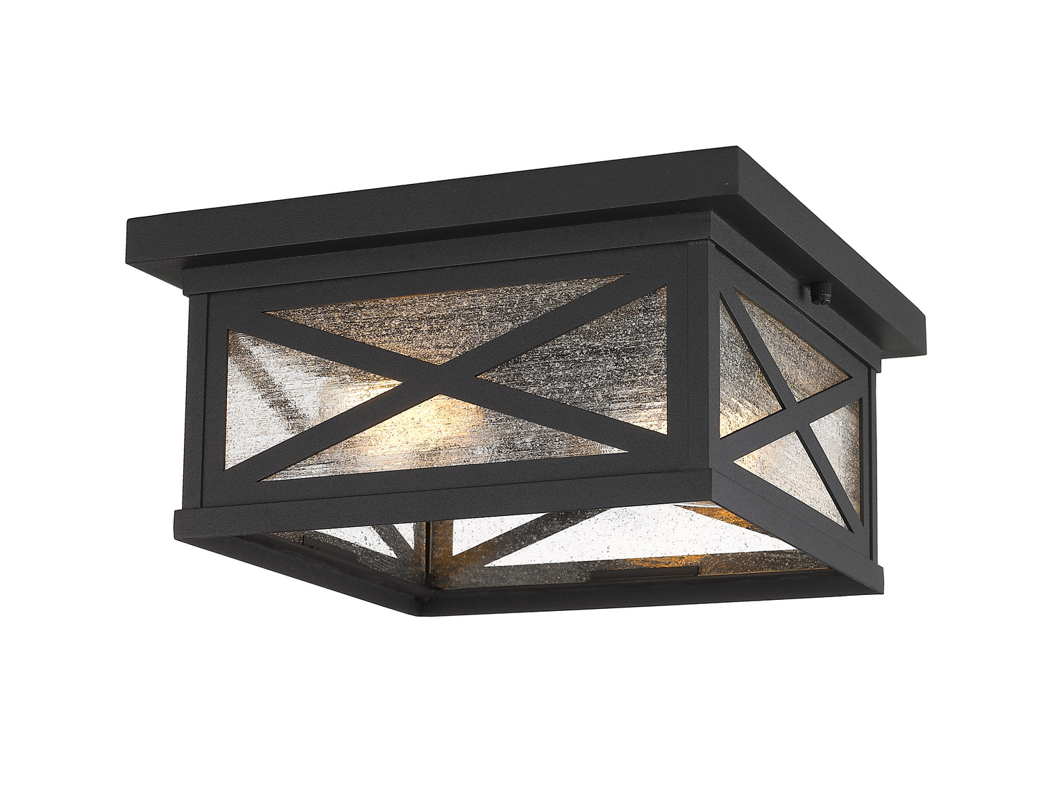 Two Light Outdoor Flush Mount by Z-Lite - Brookside Collection, Black Finish - 583F-BK