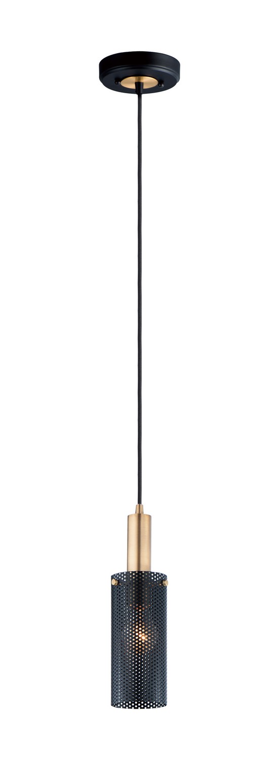 Maxim Perf One Light Mini Pendant in Black / Satin Brass - 10081BKSBR