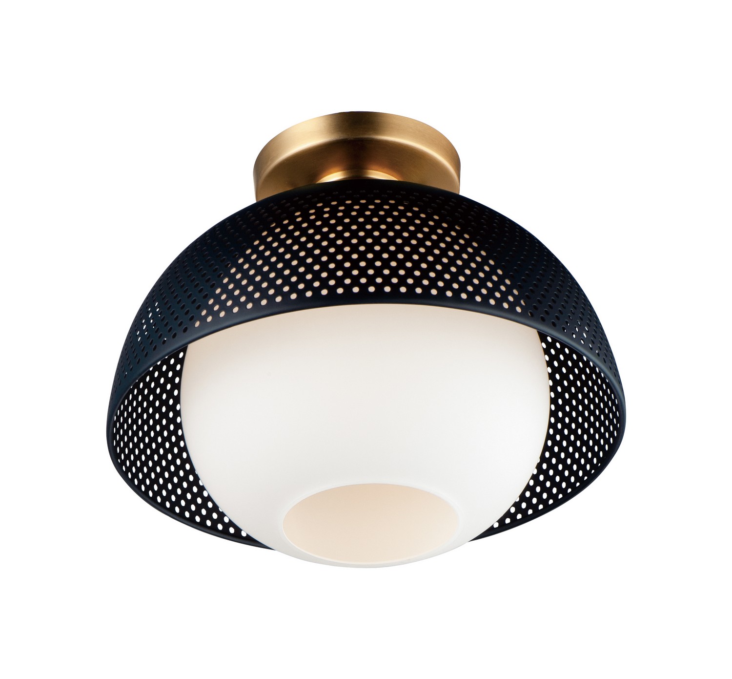 Maxim Perf One Light Flush Mount in Black / Satin Brass - 10083WTBKSBR