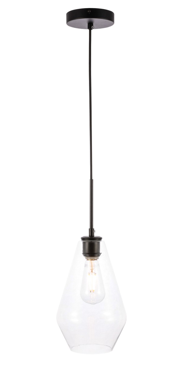 Photos - Chandelier / Lamp Elegant Lighting Black One Light Pendant from the Gene Collection LD2260BK 
