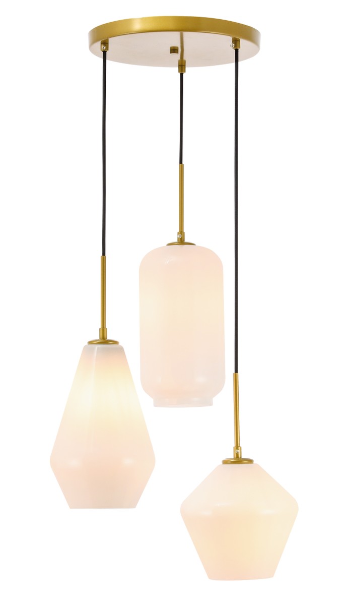 Brass Three Light Pendant from the Gene Collection