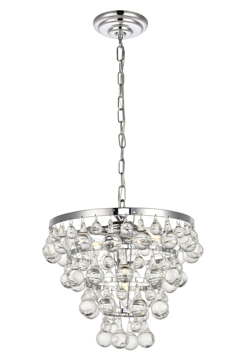 Photos - Chandelier / Lamp Elegant Lighting Chrome Three Light Pendant from the Kora Collection LD5016D13C 