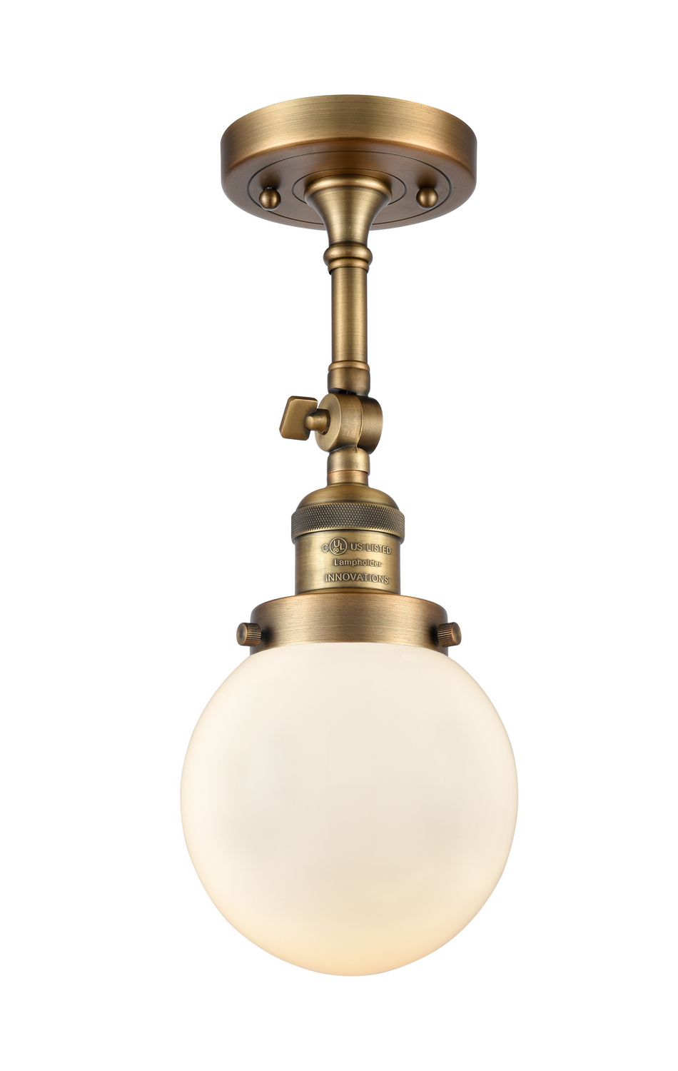 One Light Semi-Flush Mount by Innovations - Franklin Restoration Collection, Brushed Brass Finish - 201F-BB-G201-6