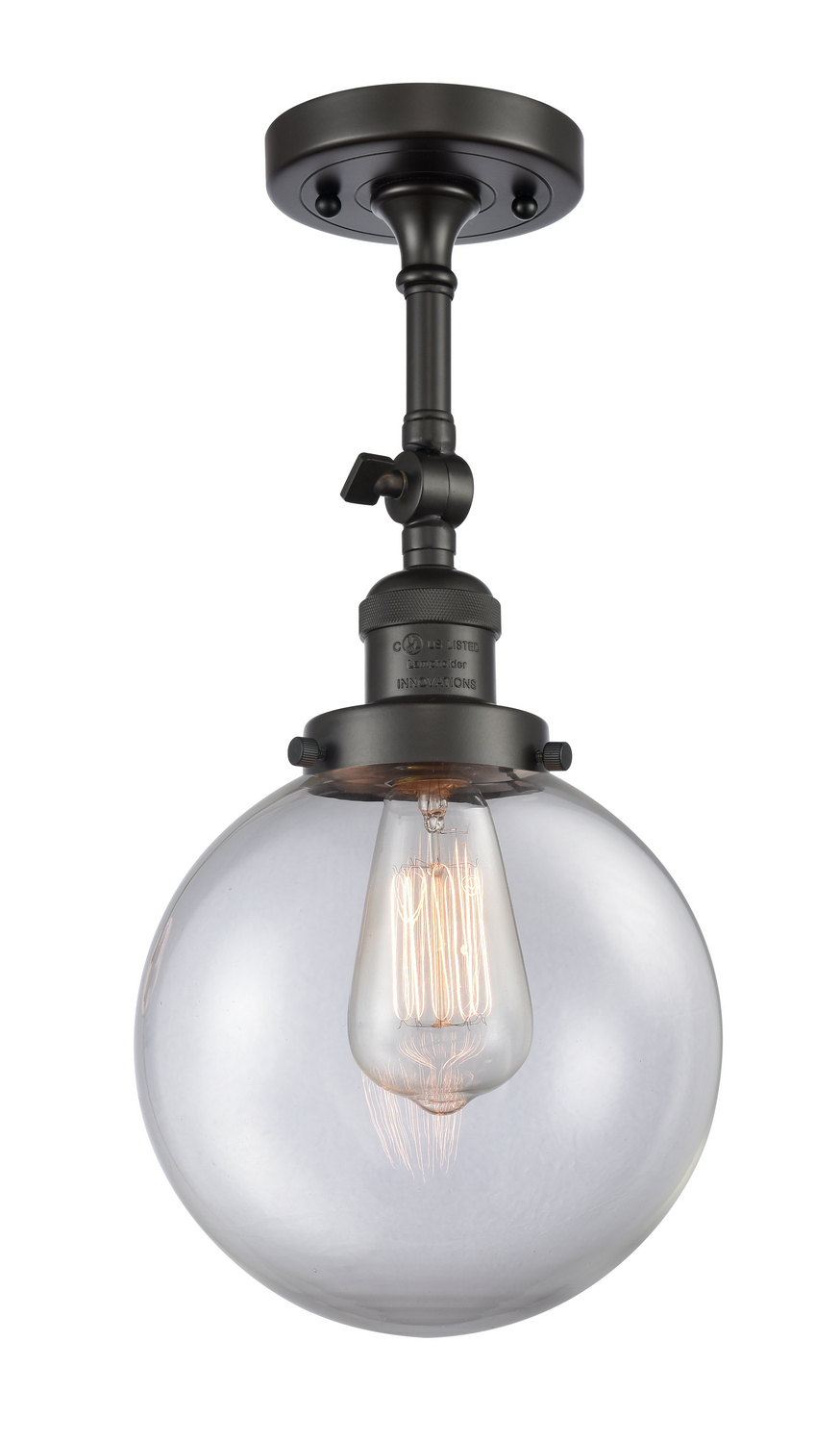 One Light Semi-Flush Mount by Innovations - Franklin Restoration Collection, Oil Rubbed Bronze Finish - 201F-OB-G202-8