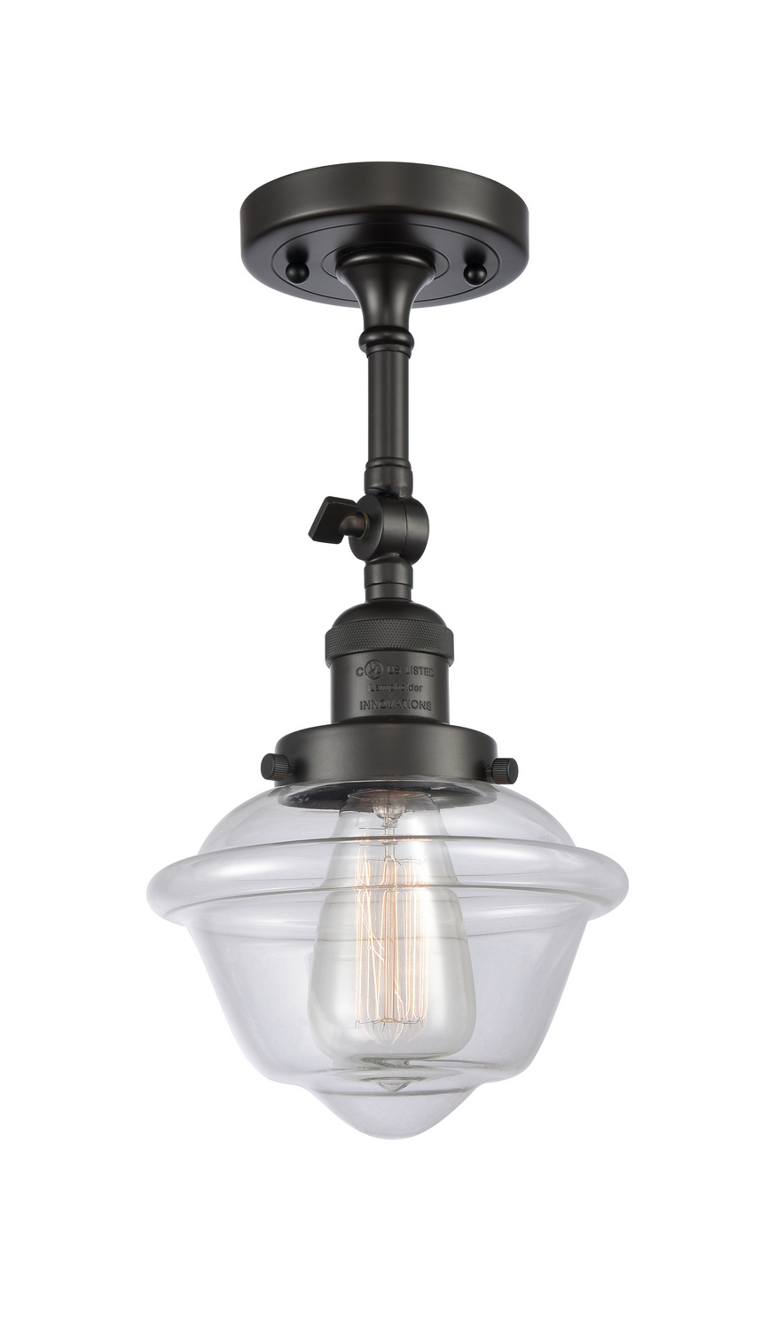 One Light Semi-Flush Mount by Innovations - Franklin Restoration Collection, Oil Rubbed Bronze Finish - 201F-OB-G532