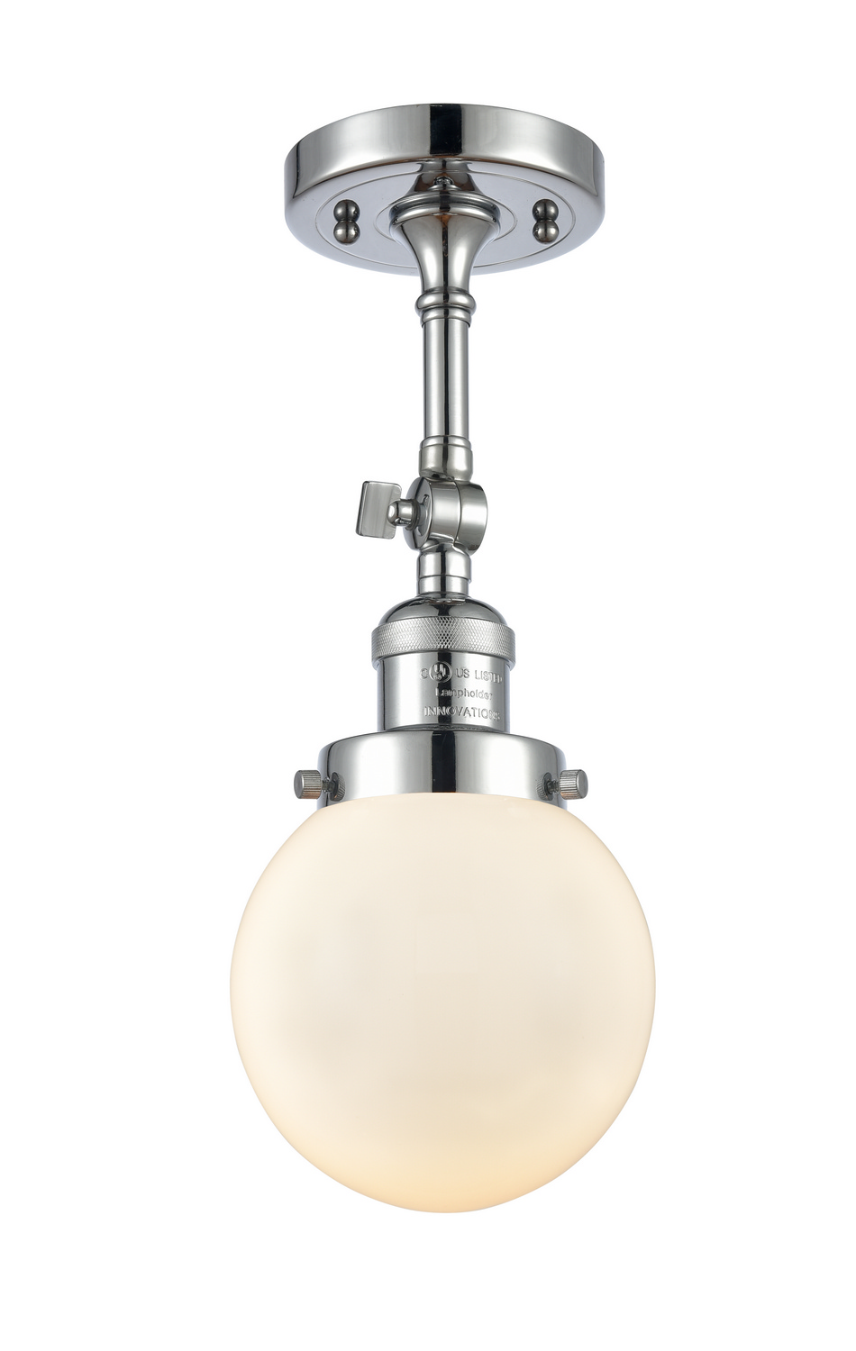 One Light Semi-Flush Mount by Innovations - Franklin Restoration Collection, Polished Chrome Finish - 201F-PC-G201-6