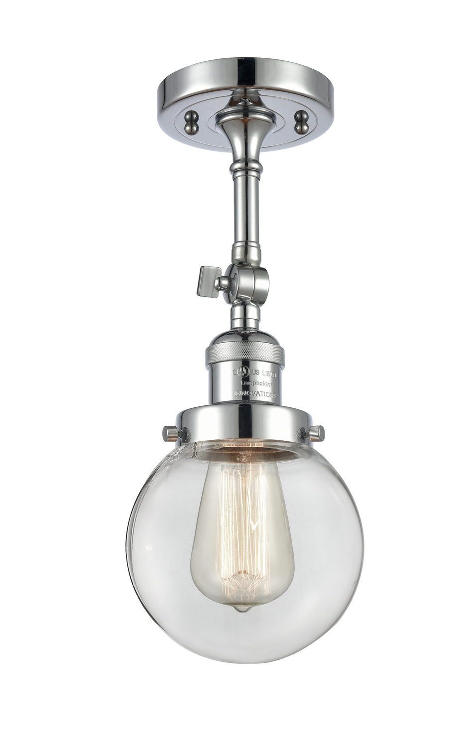 One Light Semi-Flush Mount by Innovations - Franklin Restoration Collection, Polished Chrome Finish - 201F-PC-G202-6