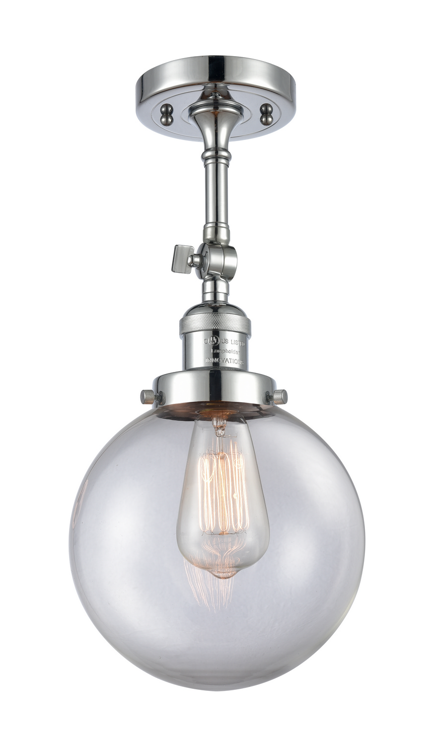 One Light Semi-Flush Mount by Innovations - Franklin Restoration Collection, Polished Chrome Finish - 201F-PC-G202-8