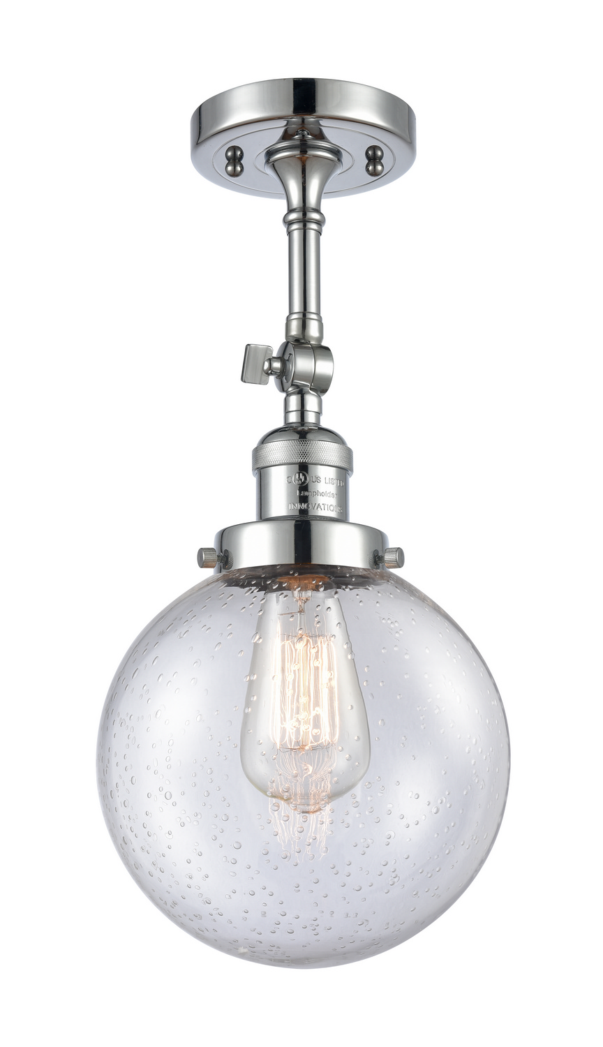 One Light Semi-Flush Mount by Innovations - Franklin Restoration Collection, Polished Chrome Finish - 201F-PC-G204-8