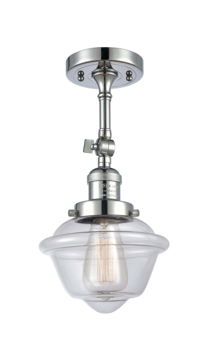 One Light Semi-Flush Mount by Innovations - Franklin Restoration Collection, Polished Chrome Finish - 201F-PC-G532