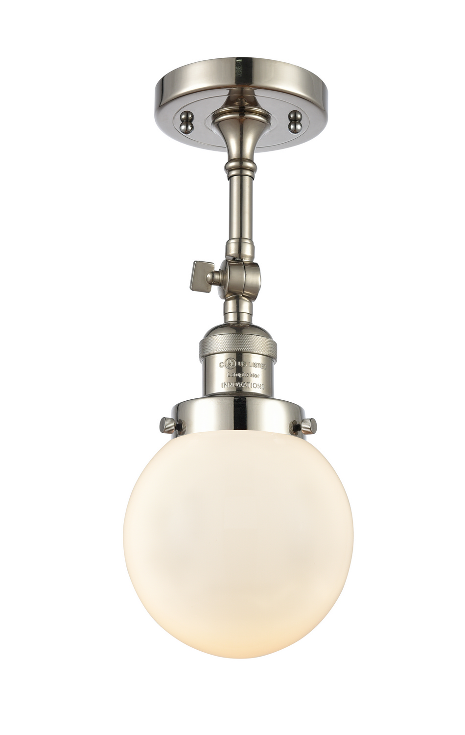 One Light Semi-Flush Mount by Innovations - Franklin Restoration Collection, Polished Nickel Finish - 201F-PN-G201-6