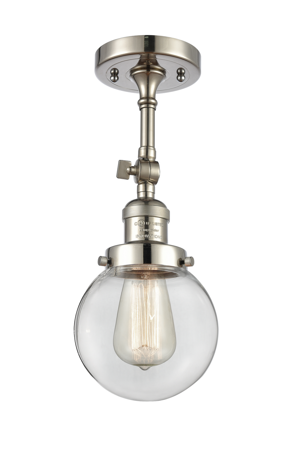 One Light Semi-Flush Mount by Innovations - Franklin Restoration Collection, Polished Nickel Finish - 201F-PN-G202-6