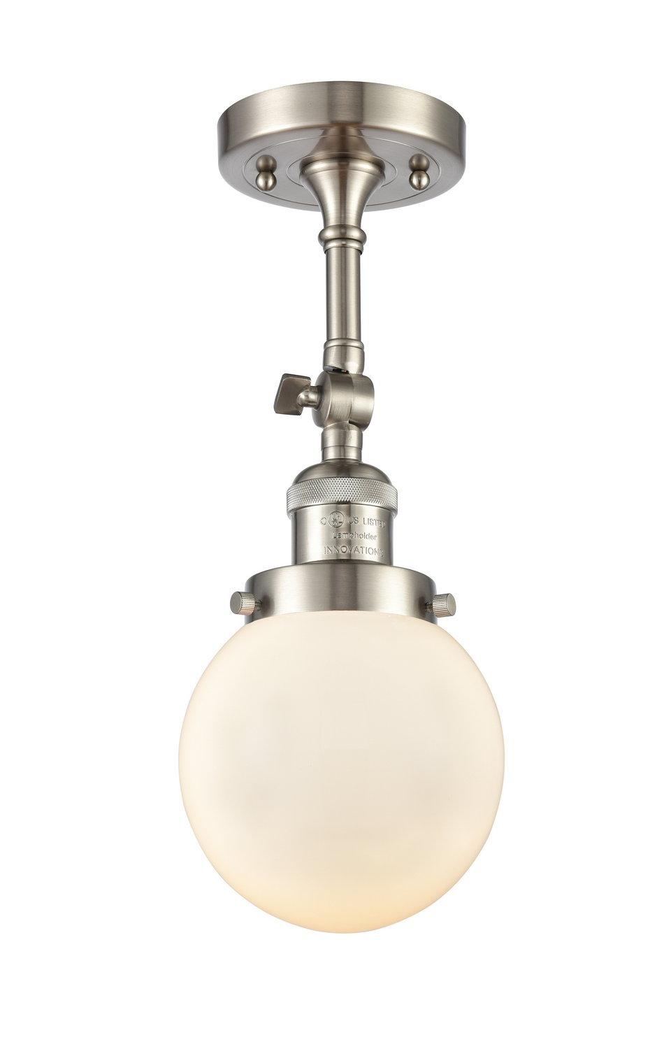 One Light Semi-Flush Mount by Innovations - Franklin Restoration Collection, Brushed Satin Nickel Finish - 201F-SN-G201-6