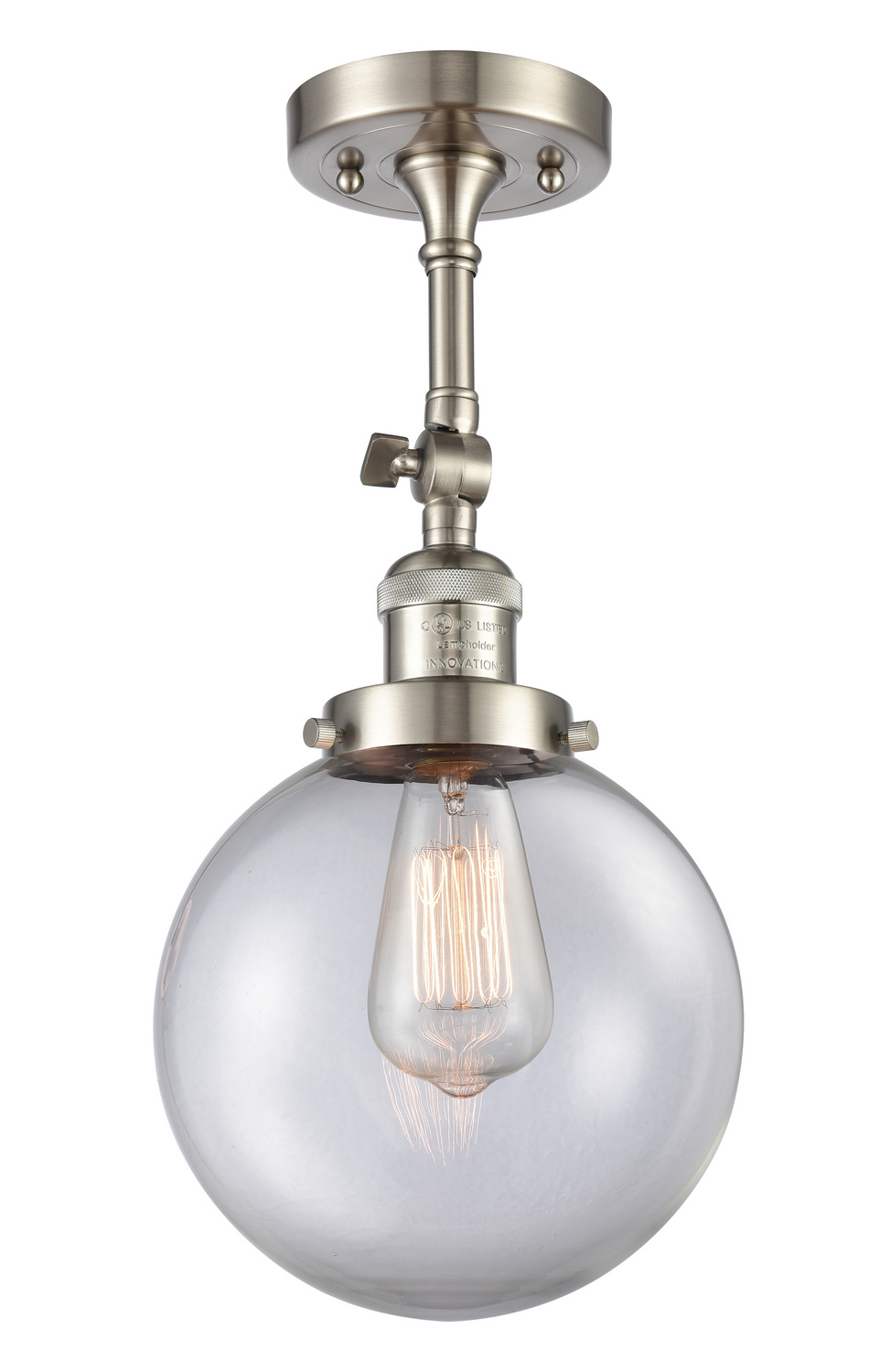 One Light Semi-Flush Mount by Innovations - Franklin Restoration Collection, Brushed Satin Nickel Finish - 201F-SN-G202-8
