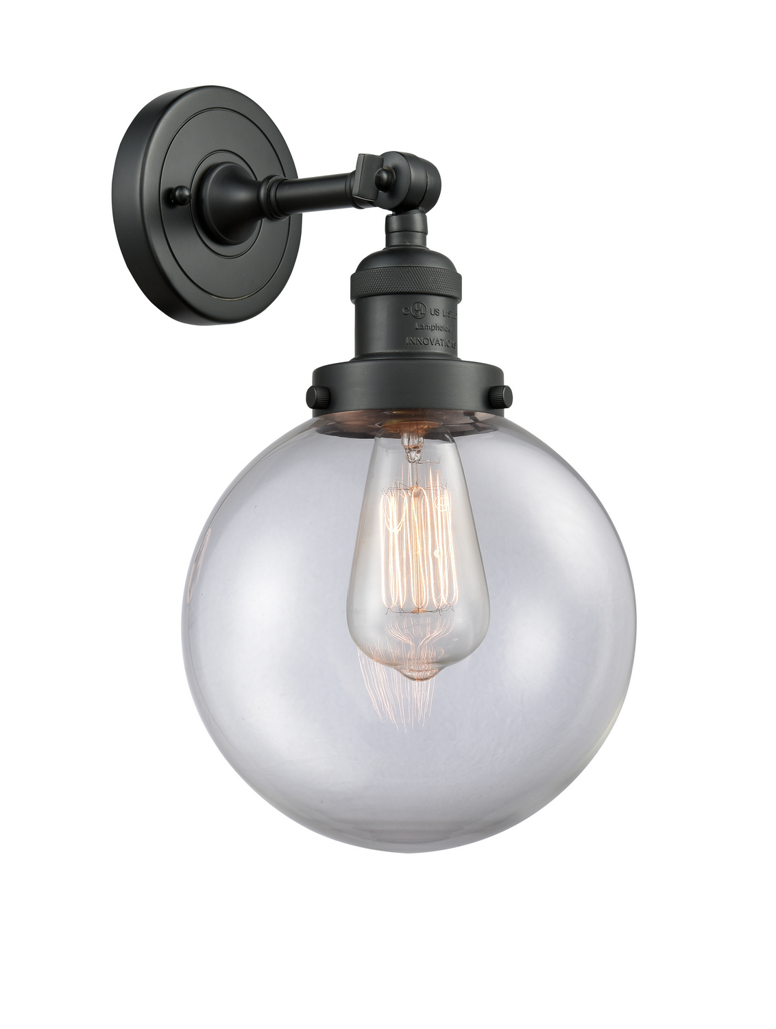 One Light Wall Sconce by Innovations - Franklin Restoration Collection, Matte Black Finish - 203-BK-G202-8