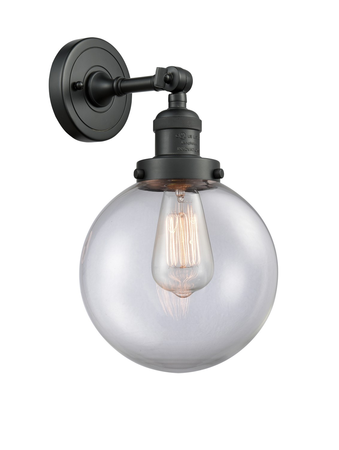 LED Wall Sconce by Innovations - Franklin Restoration Collection, Matte Black Finish - 203-BK-G202-8-LED