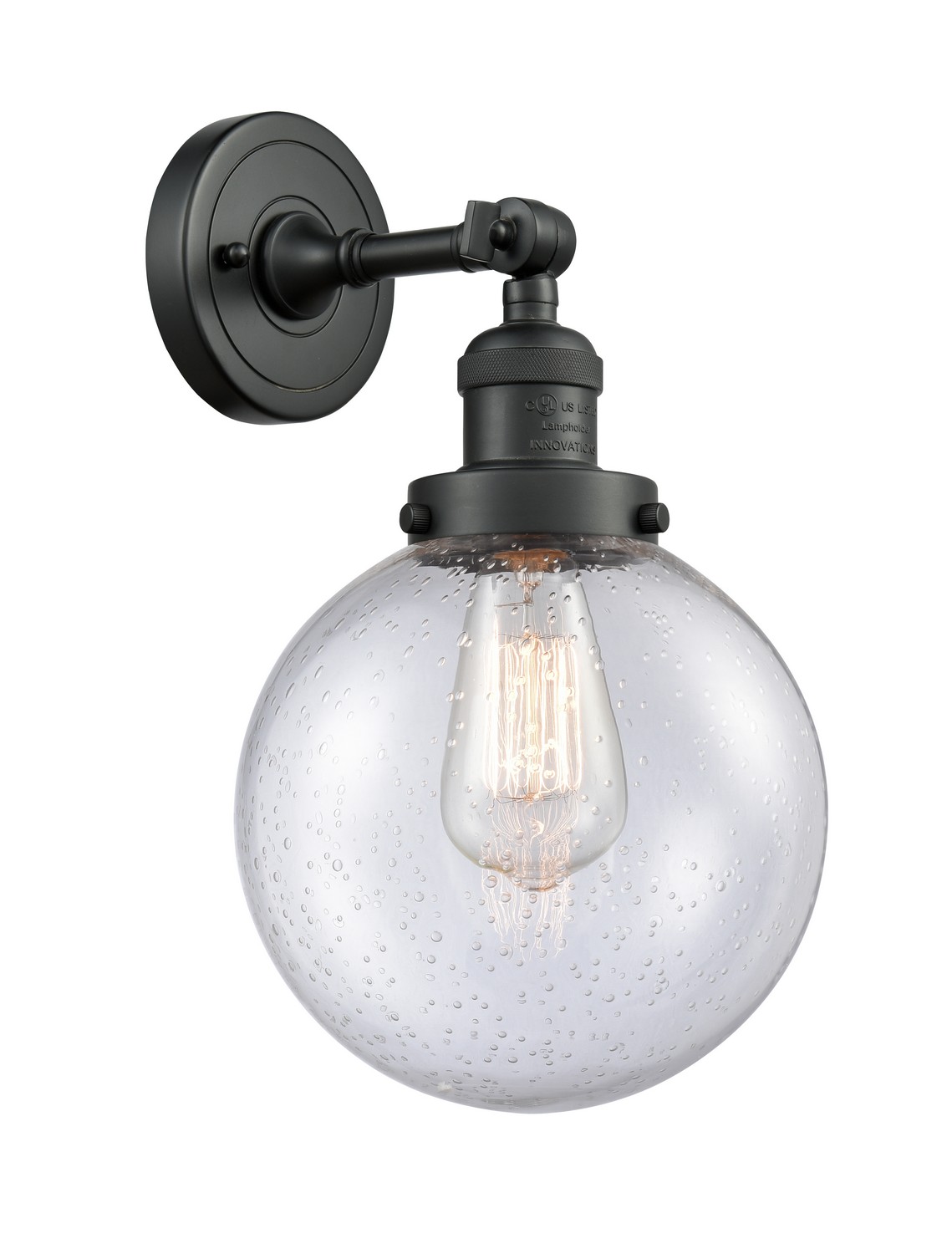 LED Wall Sconce by Innovations - Franklin Restoration Collection, Matte Black Finish - 203-BK-G204-8-LED