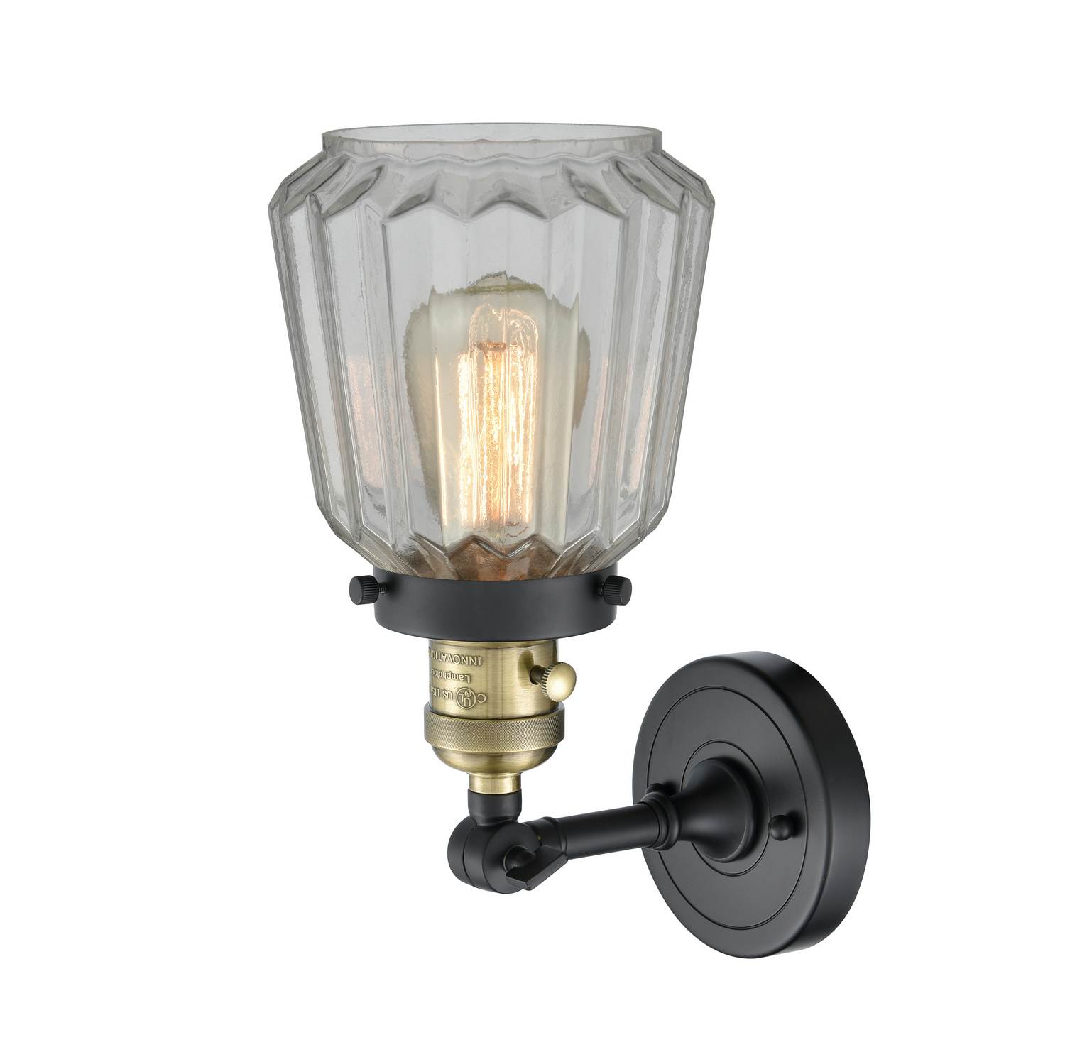 One Light Wall Sconce by Innovations - Franklin Restoration Collection, Black Antique Brass Finish - 203SW-BAB-G142