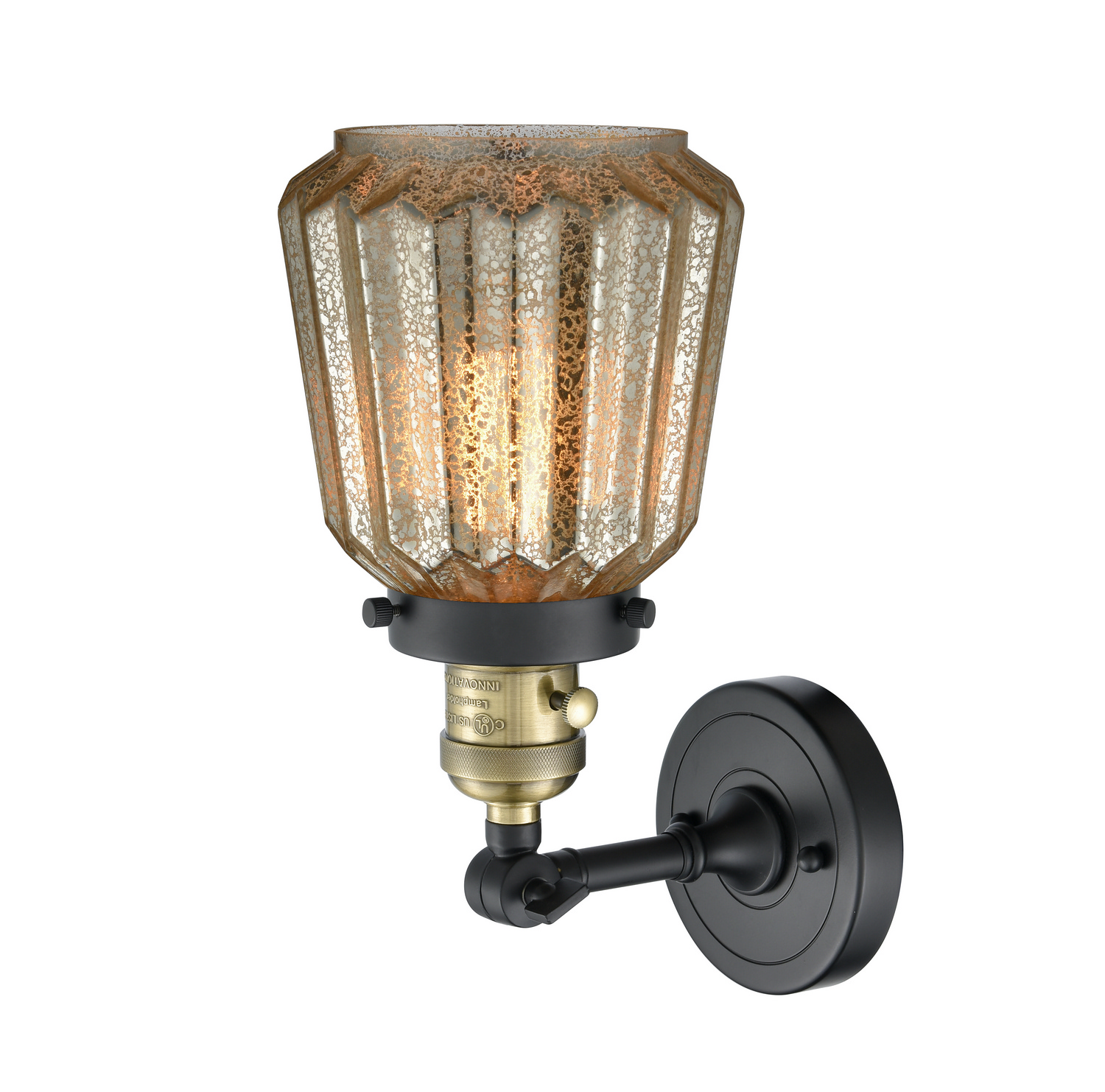One Light Wall Sconce by Innovations - Franklin Restoration Collection, Black Antique Brass Finish - 203SW-BAB-G146