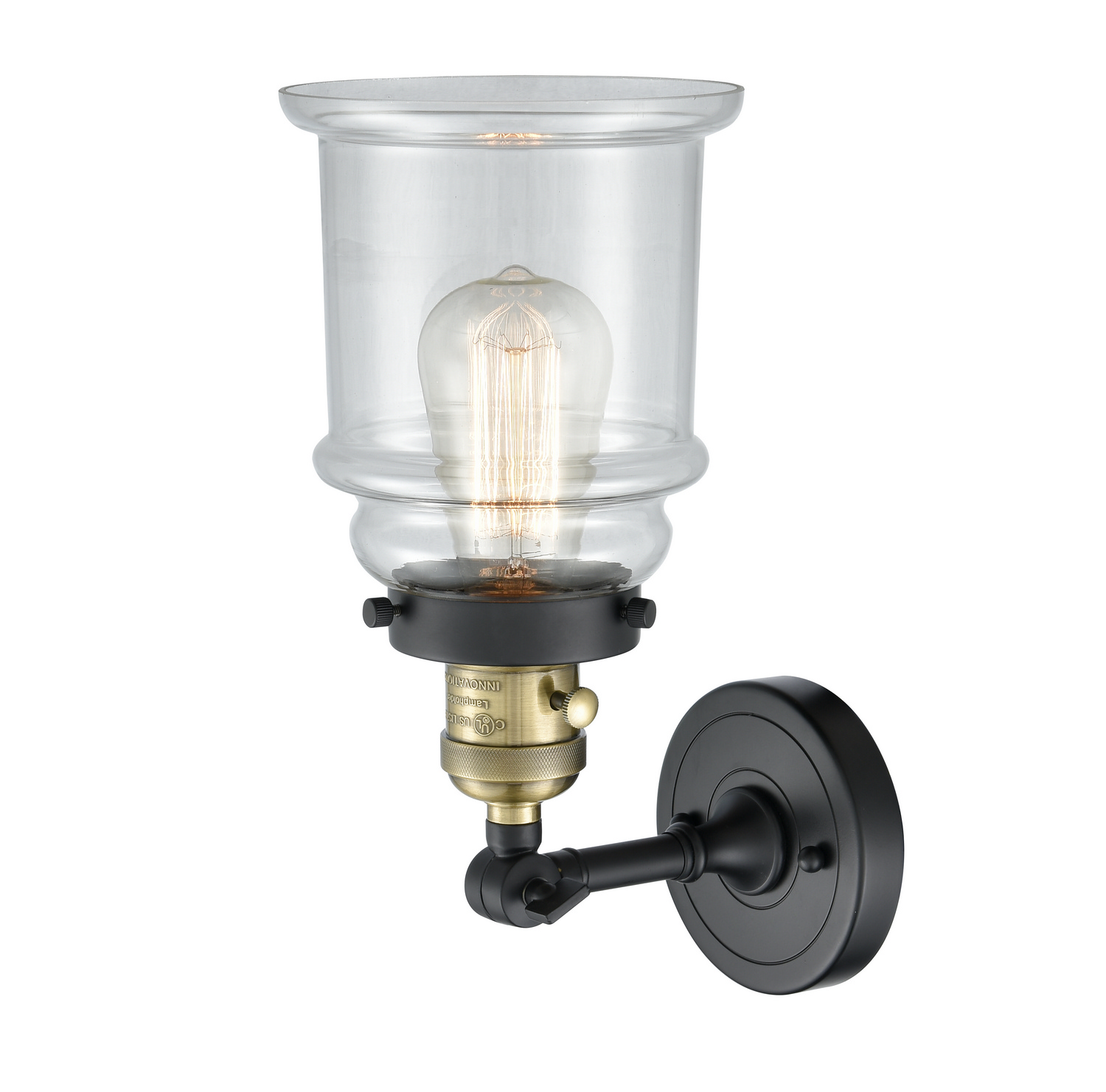 One Light Wall Sconce by Innovations - Franklin Restoration Collection, Black Antique Brass Finish - 203SW-BAB-G182