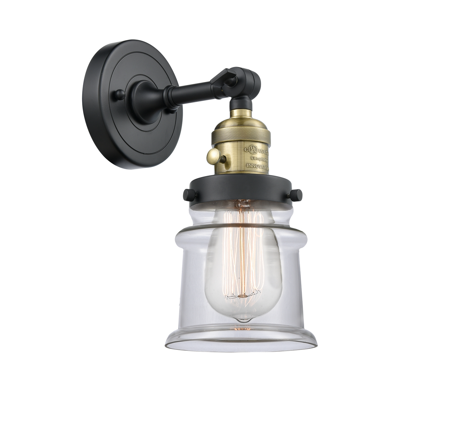 One Light Wall Sconce by Innovations - Franklin Restoration Collection, Black Antique Brass Finish - 203SW-BAB-G182S