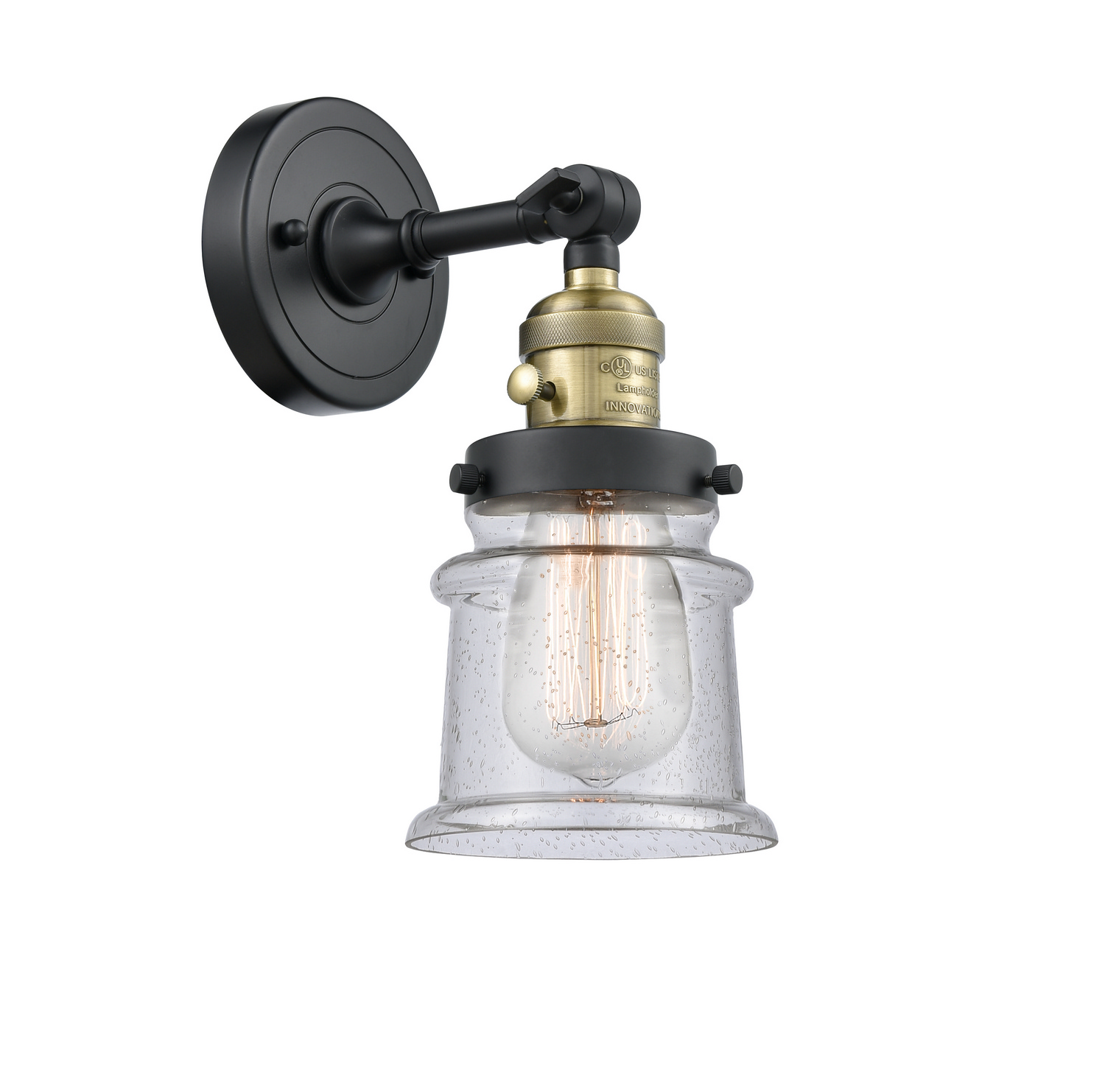 One Light Wall Sconce by Innovations - Franklin Restoration Collection, Black Antique Brass Finish - 203SW-BAB-G184S