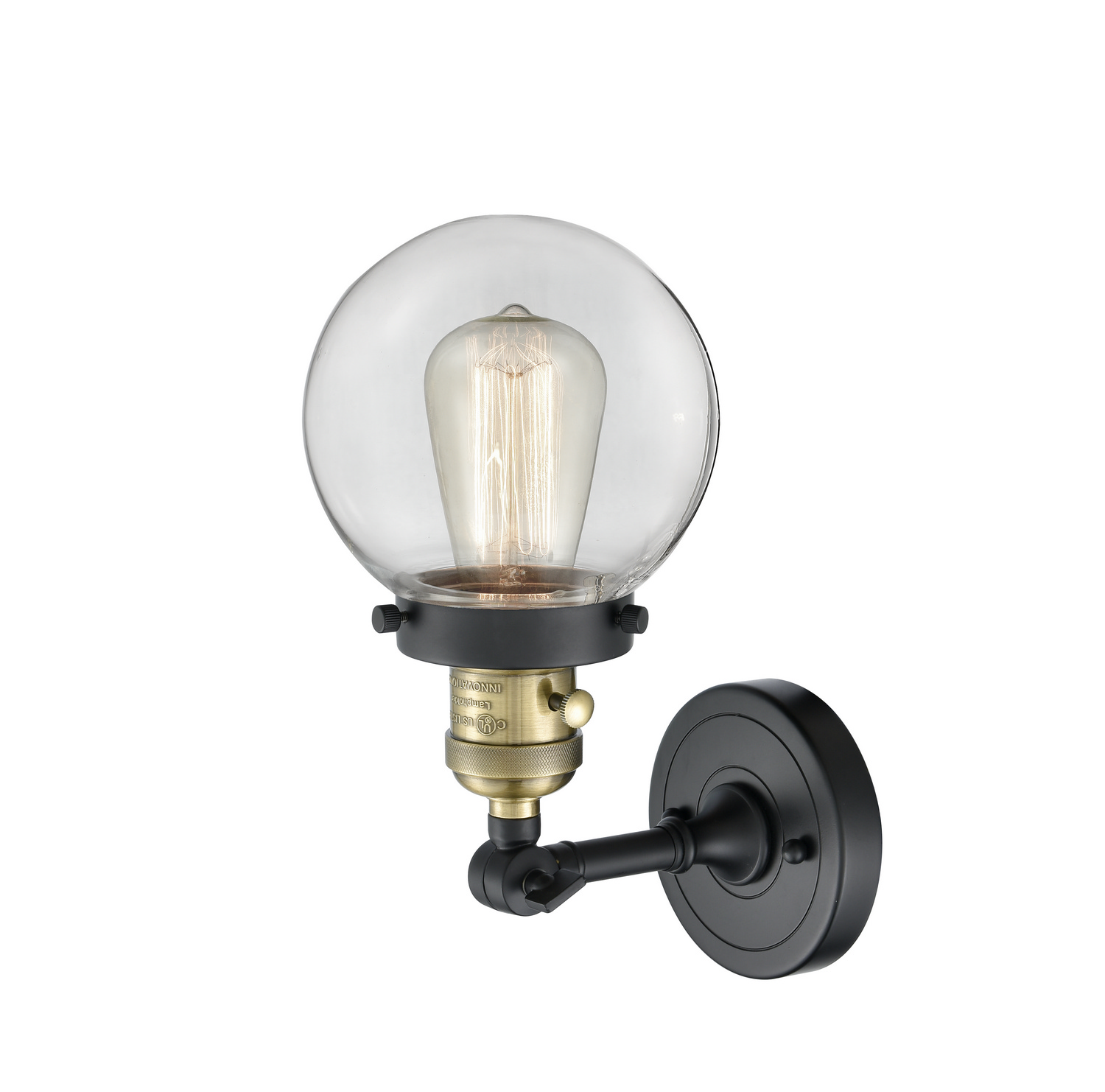 One Light Wall Sconce by Innovations - Franklin Restoration Collection, Black Antique Brass Finish - 203SW-BAB-G202-6
