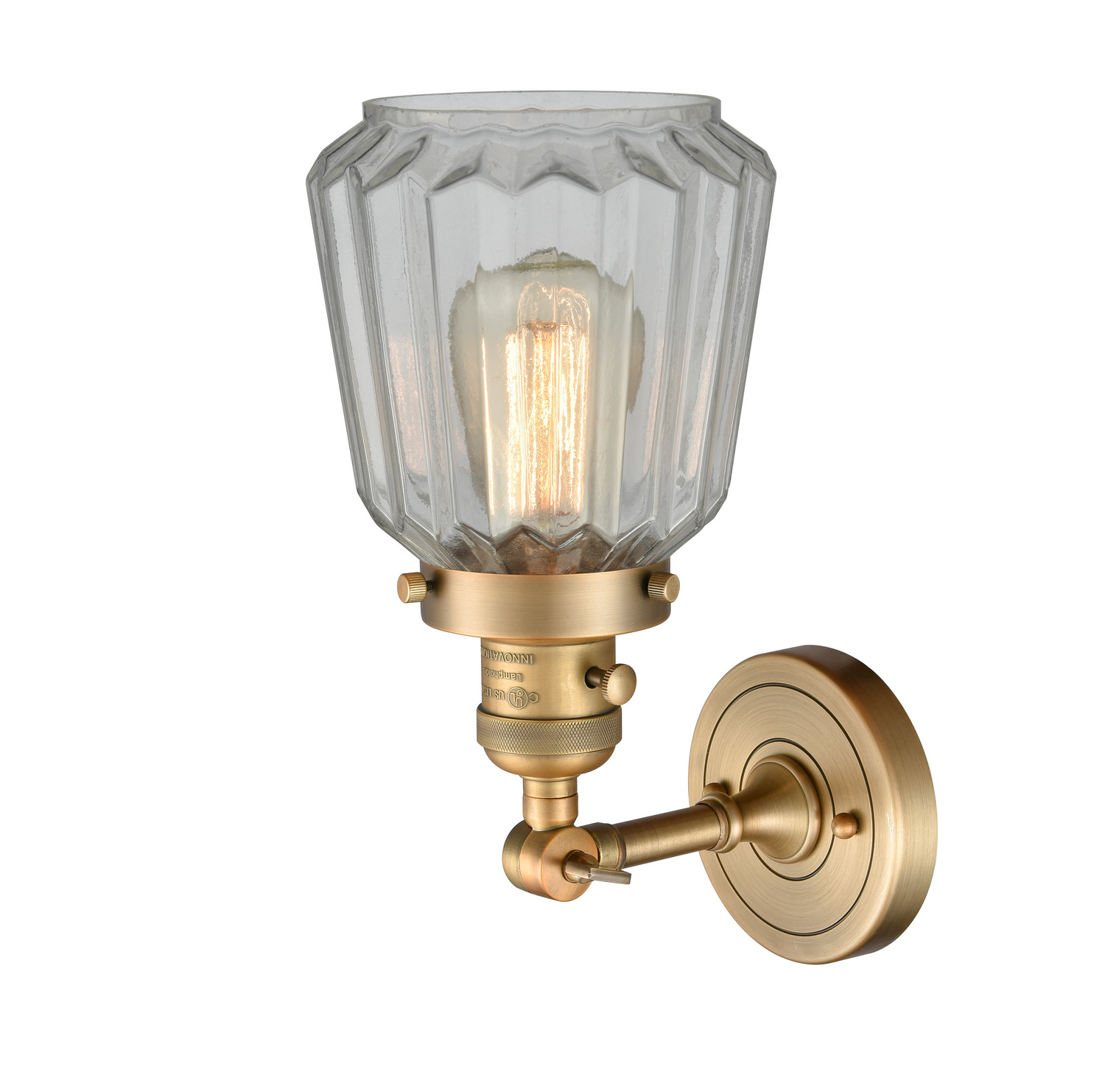 One Light Wall Sconce by Innovations - Franklin Restoration Collection, Brushed Brass Finish - 203SW-BB-G142